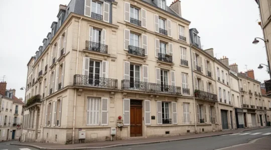 Façade d'immeuble résidentiel français avec chauffage collectif gaz