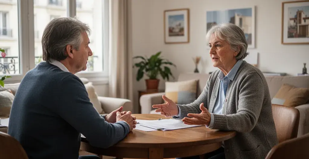 Réunion de copropriétaires discutant des charges de chauffage collectif