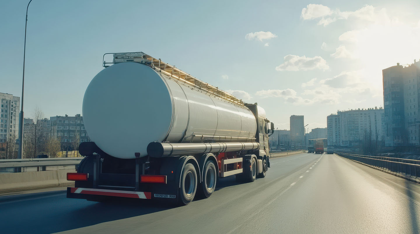 Camion-citerne de livraison propane approvisionnant un site industriel en zone rurale